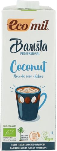 Ecomil Barista Coconut Bio 1L | 100% Vegetal | Sin Lactosa | Sin Azúcares Añadidos | Sin Gluten | Sin Proteína Láctea | Sin Soja | Vegana | Bebida de Coco para Café y Barista (Paquete de 6)