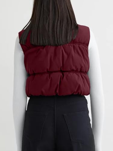 Image of SySea Women's Crop Puffer Vest Winter Zip Up Lightweight Sleeveless Warm Outerwear Padded Coat