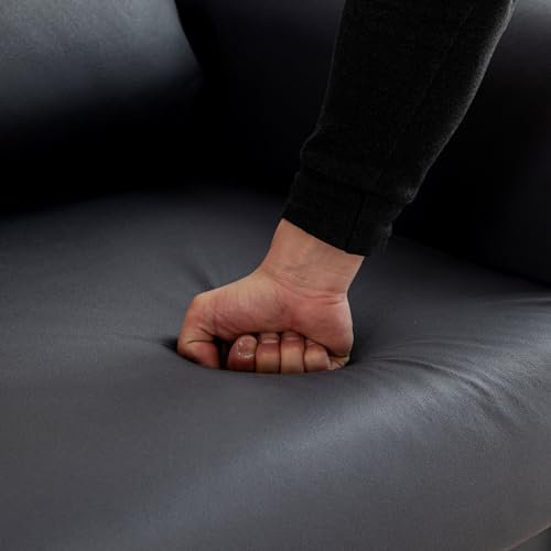 2 Seater Leather Sofa Couch Loveseat With Armrest - Faux Leather Small Settee for Living Room, Comfortable Modern Black - Image 6