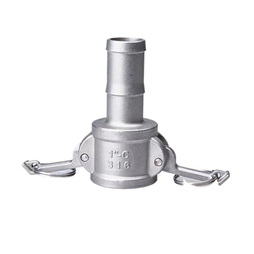 DN15.DN20.DN25.DN32 Hose Tail Barb SS304 Type C Trash Pump Adapter Female Camlock Fits Cam Groove Max 250Psi(DN25)