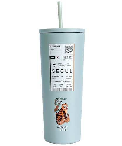 AQUAREL City Edition Seoul 24oz Tumbler – Stainless Steel Vacuum Insulated Travel Cup with...