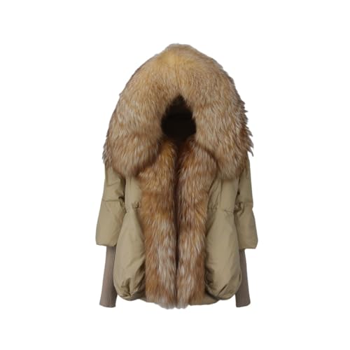 Winterjas Dames Echte Vos Bontkraag Capuchon Natuurlijke Dikke Warme Losse Oversized Eenddonsjas Streetwear Bovenkleding-QnJ