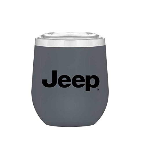 Jeep Insulated Wine Glass Stainless Steel 12oz Powder Coated Thermal Tumbler (Storm Grey Matte)