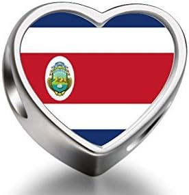 J.Charm Costa Rica flag Heart Photo Charms Beads bead DIY