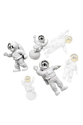 Artovom 3Pcs Astronaut Figurines Cake Topper Outer Space Action Figure Statue Spaceman Model Decorative Party Display Miniature Astronaut (Silver/White, Set) #TOP8