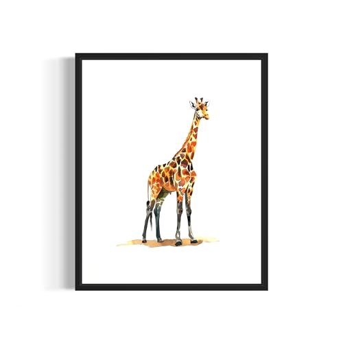 Image of Giraffe Watercolor Poster Art Print Wall Art Poster Decor Nature, Wall Decor Animal Safari Theme Decor for Bedroom, Bathroom Art (Giraffe, 11x14 inches (Unframed))