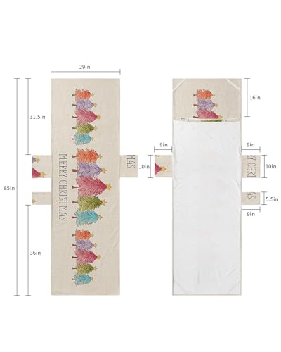 Christmas Tree Beach Lounge Chair Towel Cover, Soft Chaise Lounge Towel with Side Pockets Patio Pool Chairs Cover for Beach/Pool Sunbathing 29x85 Watercolor Colorful Xmas Tree Rustic