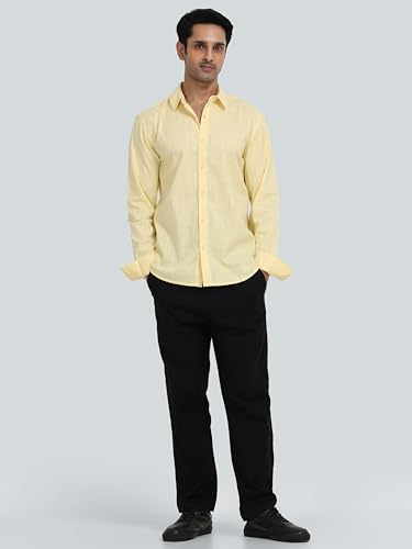 Image of StitchX Men's Full Sleeve Solid Casual Shirt Parmesan Yellow-S-2XL