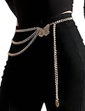 Ammiko Multi-layered Fashion Chain Belt for Women Gold Waist Belts for Dresses Jeans Country Concert Outfit Butterfly Gold
