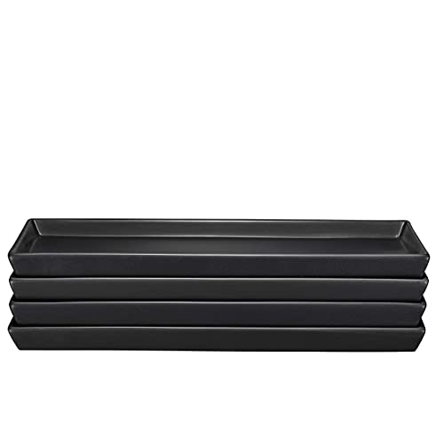 Bruntmor Matte Black Ceramic Serving Platters (14 X 6 Inch Rectangle Plates) Serving Dishes For Entertainment, Food Appetizers, Deserts, Starter, Charcuterie, Sushi Set Of Party Tray - Set Of 4 #TOP3