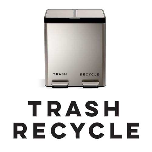 Minimalist Recycle & Trash Stickers - Modern, Discreet Vinyl Labels for Trash Cans & Bins - Elegant Indoor Waste & Recycling Signs for Home, Kitchen & Office | Black