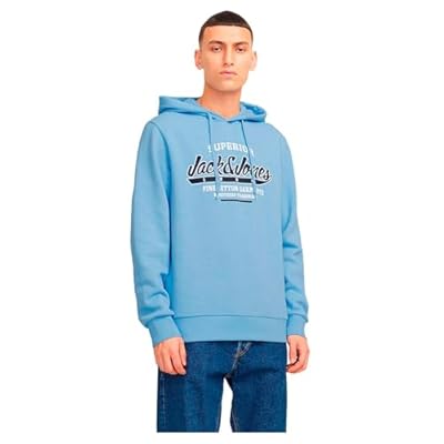 JACK & JONES Jjelogo Sudadera con Capucha 2 Col 24/25 Noos  Chambray Blue/Detail:Melange  M para Hombre