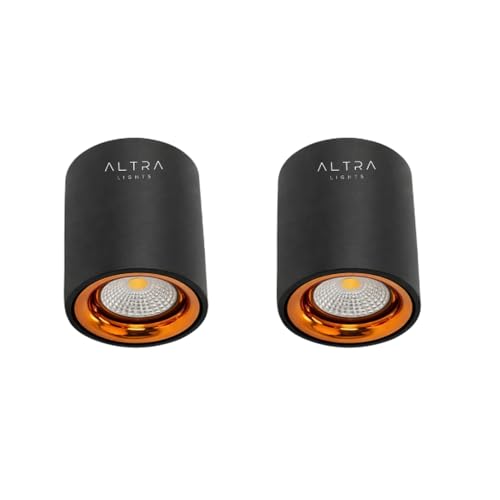 Image of 3W COB LED Surface Mounted Cylinder Downlight | Spotlight for False Ceiling | for Living Room, Office, Showroom Roof | Natural White, Aluminium Black & Rosegold Reflector | Pack of 2