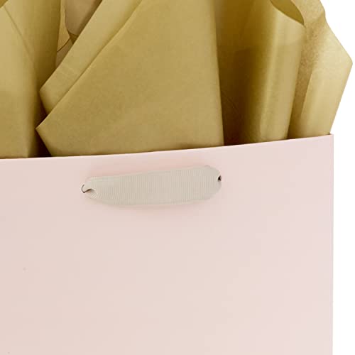 Image of Hallmark Signature Studio 7 inch Medium Square Birthday Gift Bag with Tissue Paper (Blush Pink, Gold Foil Happy Birthday) for Wife, Daughter, Sister, Aunt, Teen