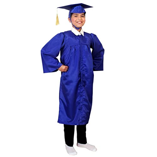Image of ITSMYCOSTUME Graduation Gown Set with Cap, Convocation Dress for Boys and Girls, School Ceremony, Fancy Dress(11-13Y,Blue)
