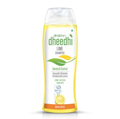Image of Dhathri Dheedhi Lime Shampoo with Lemon, Tulsi, Amla & Thornapple | Anti-Fungal & Anti Dandruff Herbal Shampoo for Men & Women | Sulfate & Paraben Free | All Hair Types, 250ml