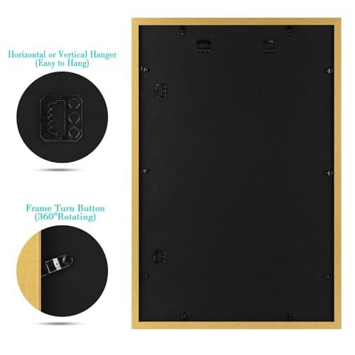 Image of Frametory, 16X24 Picture Frame Display 12X18 with Mat or Without Mat, Horizontal or Vertical Wall Poster Frame with High Definition Glass, Wide Molding, Perfect for Home Decorate (Gold, 6 Pack)