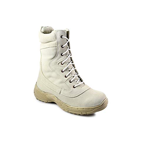 Image of ASM Mens SWAT Tactical Side-Zip White Leather 9 inch (Inches) Long Boots UK /India 5 to 11 ARTICLE-703