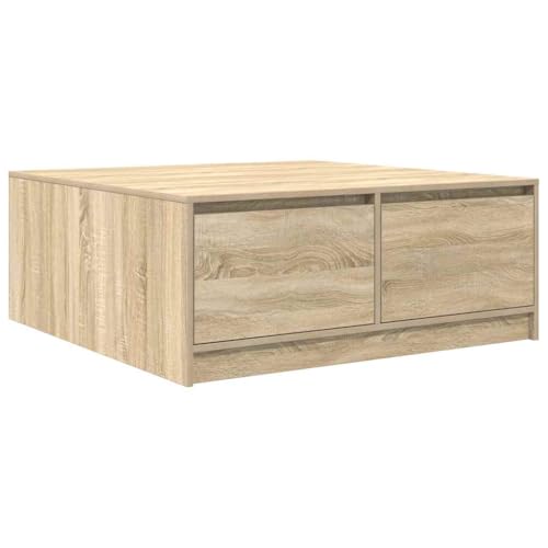 vidaXL Table Basse avec tiroirs chêne Sonoma 100x100x40 cm, Table Centrale, Table de canapé, Table d'accent, Table d'appoint, Table de Salon
