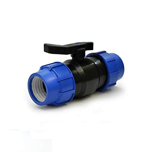 PP ball valve, 2-way clamping sleeve, 25 x 25 mm, clamp x clamp, PP clamping fitting, PP shut-off valve with double-sided compression fitting for PE pipes, shut-off ball valve PN 16 bar.