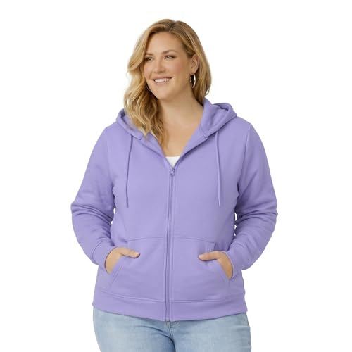 Image of HOODLIFE True-Fit Women's Plus Size Zip-Up Hoodie Jacket - Soft Cotton Fleece Sweatshirt with Hood, Full Zipper, Pockets - Casual Everyday Winter Wear