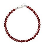 Kathy Bankston Handmade Red Carnelian Bracelet, Small 4mm Red Gemstone Bead Bracelet