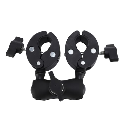 Sahgsa Supporto a doppio morsetto a 360 gradi con braccio snodato e portaombrellone, versatile morsetto per fotocamera per treppiedi luce e uso desktop