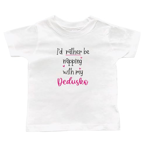 I'd Rather Be Napping with My Dedusko Black or White Infant or Toddler T-Shirt, Grandson or Granddaughter Present, Kid Shirt, Valentine's (Dedusko Hearts Napping Shirt)