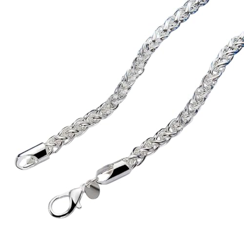 Collier en argent tressé 8mm bijoux de mariage chaîne 18 pouces