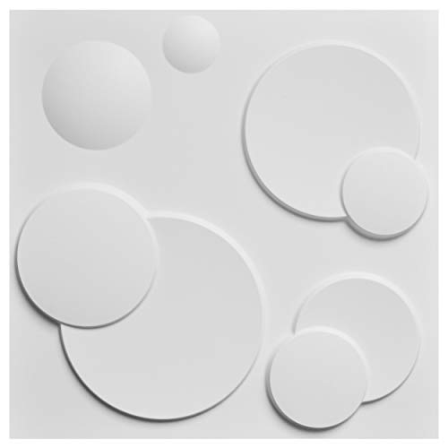 Art3d Decorative PVC 3D Wall Panels, White Ring, 19.7 x 19.7 (12 Pack)