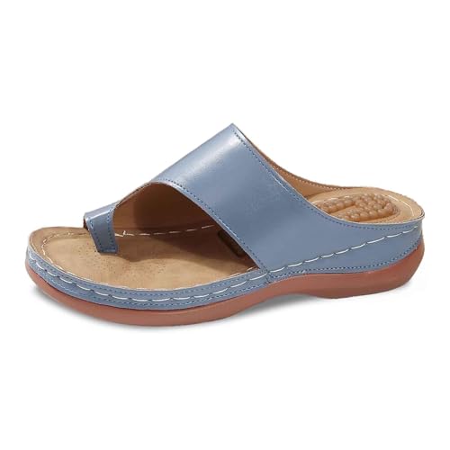 Womens Orthopedic Slides Summer Wedge Sandals with Massage Insole Arch Support Slip On Slippers Beach Flip Flops