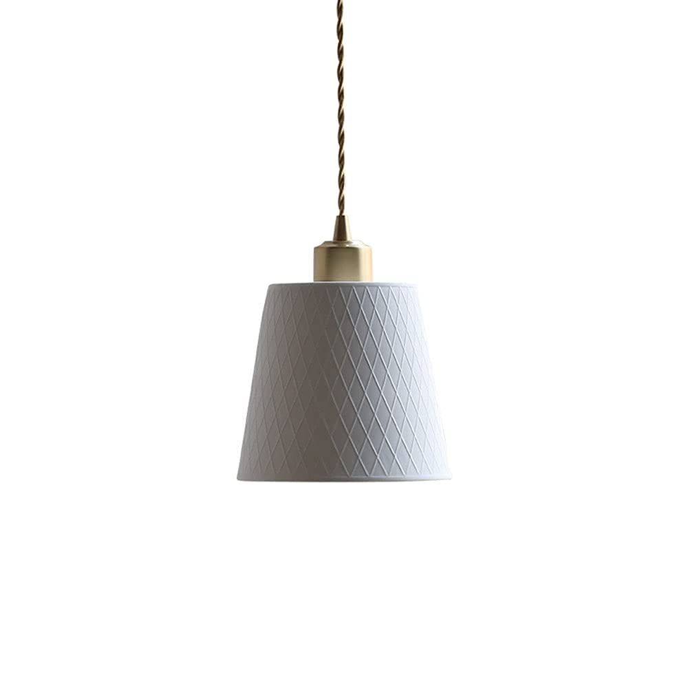 Iluminación Colgante de Material de Porcelana Blanca Simple de Estilo Japonés, Mini Candelabro con Patrón de Cuadrícula, Lámpara Colgante de Hogar con Forma de Linterna Cilíndrica Creativa, Lámp