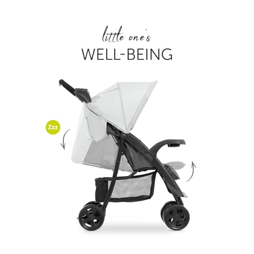 hauck Shopper Neo II, Grey - Kinderbuggy mit Liegeposition ab Geburt bis 22 kg, 2x Tablett mit Getränkehalter, Einhändig Klein Zusammenklappbar, Tasche im Verdeck, XL Korb