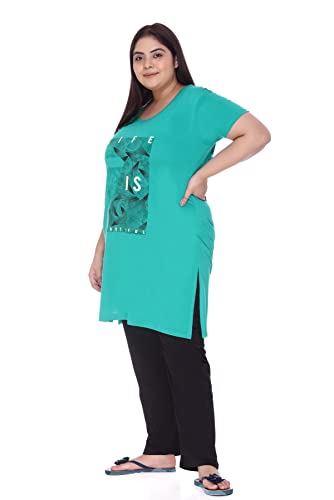 Image of In Love Women's Plus Size Graphic Printed Cotton Night Suit Set Short Sleeve