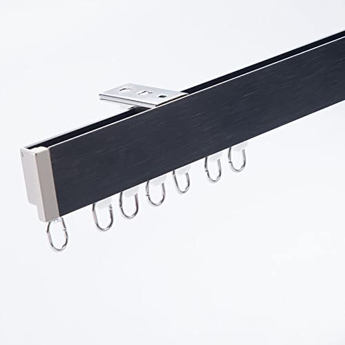 Vorhang Einzelschienen Decken- Oder Wandmontage, Dekorative Fenstergardinenstange, Strapazierfähige Vorhangschienen Für Wohnzimmer, Schlafzimmer, Raumteiler ( Color : Schwarz , Size : Top mount ) Cover