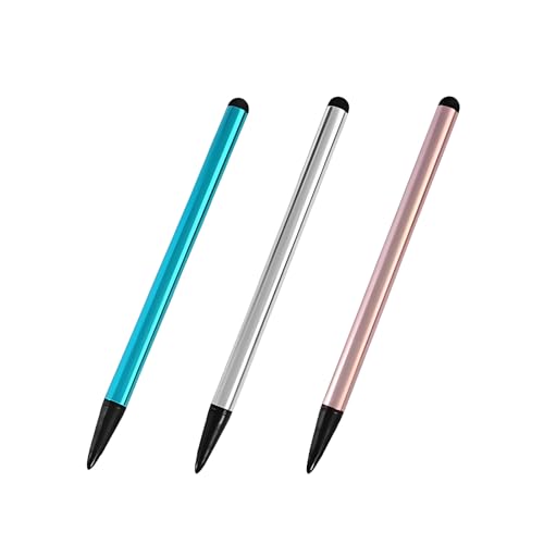 Leloco 3 Stück 2 in 1 Universelles Kapazitives Tablet Touchscreen-Stift, Tablet Stift für Alle Tablets Kompatibel mit Allen Kapazitiven Touchscreen-Geräten, Handy (Rosa, Himmelblau, Silber)