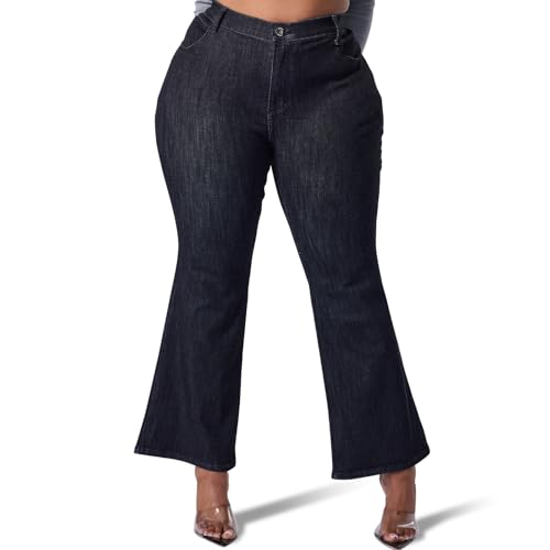 Women's Plus Size Jean High Rise Jean Ultra Lux Comfort Flare Jean with Pockets