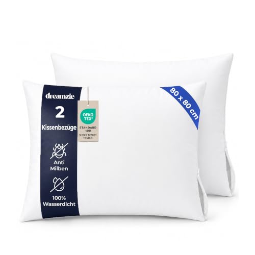 Dreamzie - Milbenbezug Kopfkissen 80x80cm - 2er Set - Encasing Anti Milben – Ansicht 1