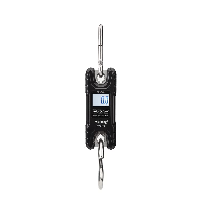 Báscula de grúa, Mini báscula de grúa 500kg/100g, colgante gancho acero inoxidable Digital portátil, balanza peso alta resistencia LCD Uso comercial/industrial(Nero)