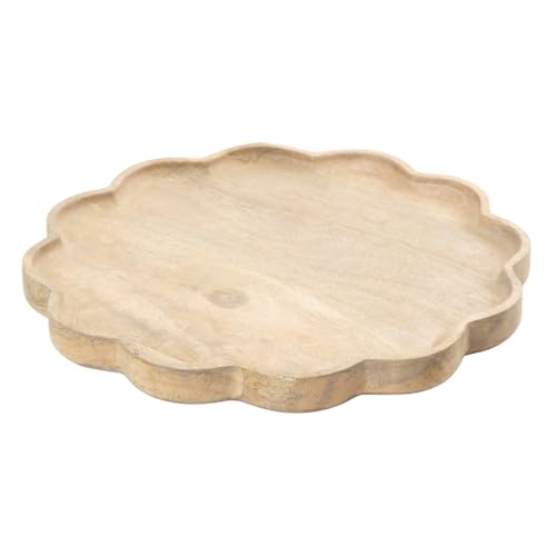 Plato Godinger de madera mango 12x12 pulg scalloped miniatura 1