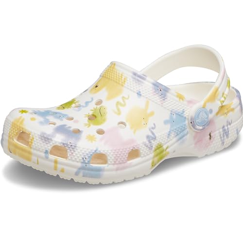 Image of Crocs Unisex Classic Clogs with Patterns and Graphics (Little Kid /Big Kid) Chalk 11 Medium