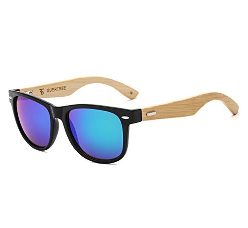 SUERTREE Bamboo Sunglasses Cute Women Men Vintage Shades Retro Summer Round UV 400