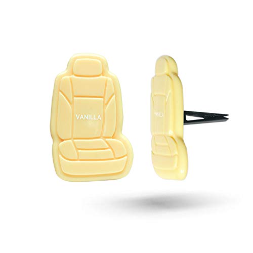 Image of FH Group Vanilla 3D Scented Cream Air Freshener 1-Pack Clip-On Non-Toxic, Plastic Alcohol-Free Fragrance Oil Car Seat Shape Long Lasting for Cars, Trucks, SUVs, Closets, Small Spaces, etc. Cream