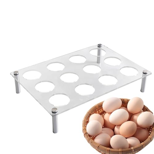Egg Holder Countertops - Clear Acrylic Eggg Fridge Organizer | Fresh Eggs Display Stand | 12 Counts Kitchen Storage & Organization For Cabinet, Shelf, Home, Restaurant, Refrigerator Supplies