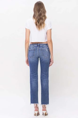 Flying Monkey - Low Rise Distressed Straight Jeans with Paint Speckle Detail/Split Hem - F52182