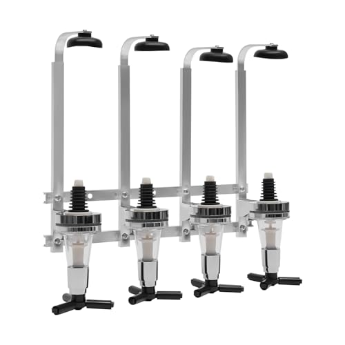 Wall Mounted Li-quor Dispenser 4 Bottle Bar Butler Bracket Revolving Nozzle Drinkware Set for Bar Home Party Use Fit Wine Cocktail Al-cohol Drink Beverage Juice