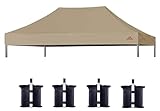 SCOCANOPY Commercial 10x20 Canopy Replacement Canopy Top,Canopy Cover ONLY,Bonus 4 Pack Weight Bag (Khaki)