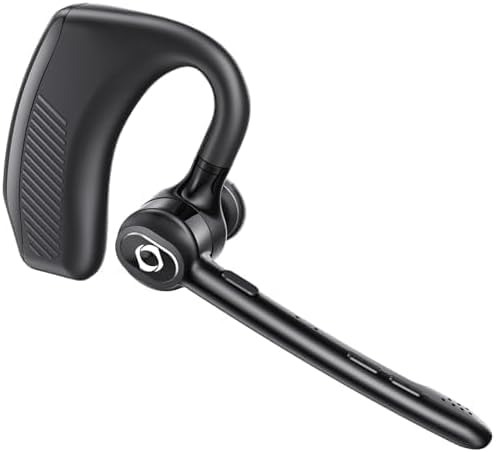 Wireless Headset Bluetooth Earpiece with Dual Noise Canceling Microphone Hands Free Headphones Single Ear Earphone Over Ear Earbud for iPhone Samsung