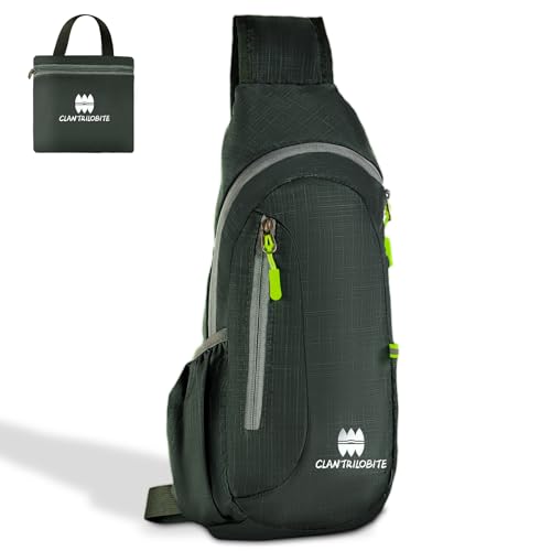 CLANTRILOBITE Small Sling Backpack, Lightweight Crossbody Backpack,Foldable Cross Body Bag for Men Women,Shoulder Bag for Sport Outdoors Hiking Traveling