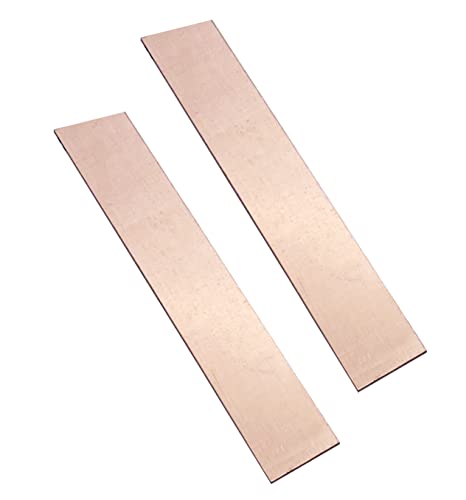 NIONSUPPLY Pure Copper Anode Strips - 2pcs 0.04''x1''x6'' (19 GA) 99.9% High Purity Copper Electrodes for Electroplating and Plating